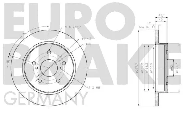 5815205234 EUROBRAKE Тормозной диск (фото 3)