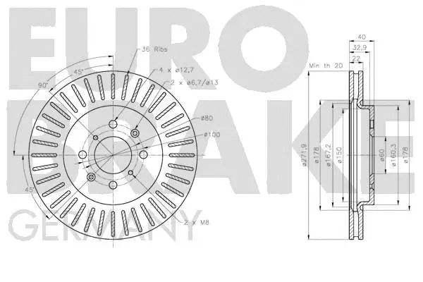 5815205236 EUROBRAKE Тормозной диск (фото 3)