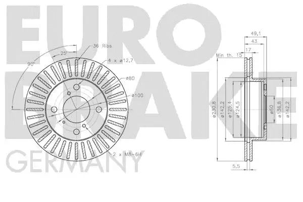 5815205237 EUROBRAKE Тормозной диск (фото 3)