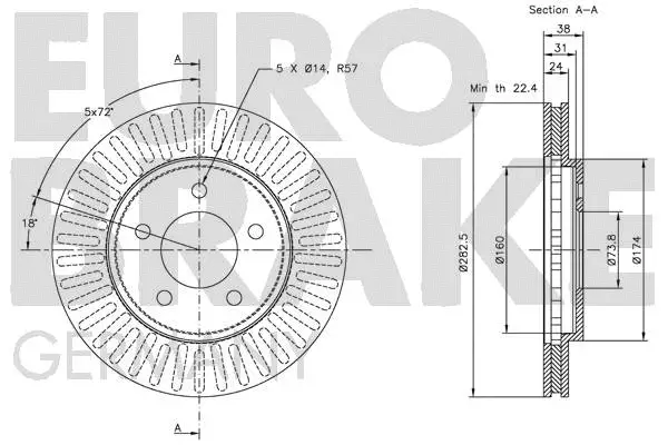 5815209301 EUROBRAKE Тормозной диск (фото 3)