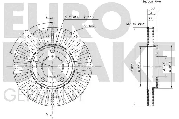 5815209302 EUROBRAKE Тормозной диск (фото 3)