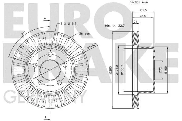 5815209306 EUROBRAKE Тормозной диск (фото 3)