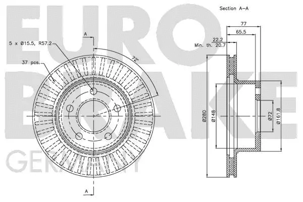 5815209308 EUROBRAKE Тормозной диск (фото 3)