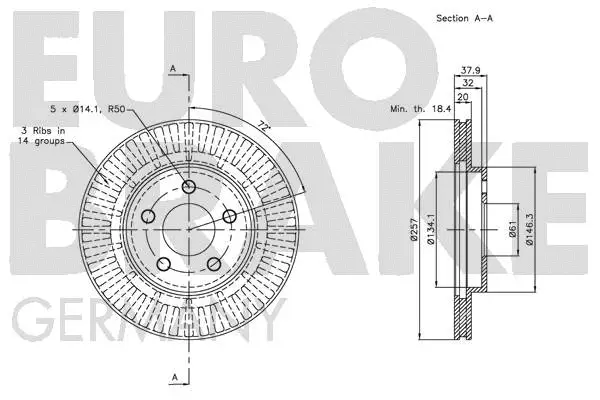 5815209309 EUROBRAKE Тормозной диск (фото 3)