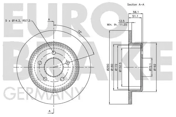 5815209311 EUROBRAKE Тормозной диск (фото 3)