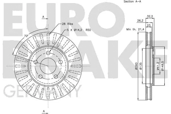 5815209314 EUROBRAKE Тормозной диск (фото 3)