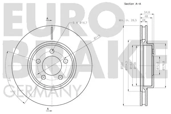 5815209320 EUROBRAKE Тормозной диск (фото 3)