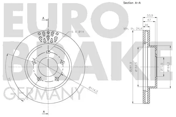 5815209324 EUROBRAKE Тормозной диск (фото 3)