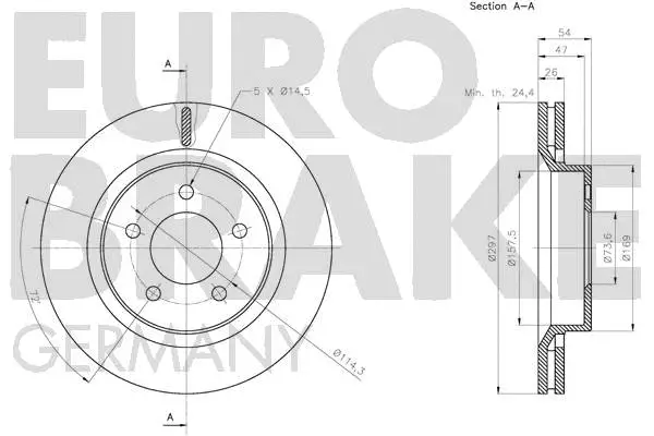 5815209325 EUROBRAKE Тормозной диск (фото 3)