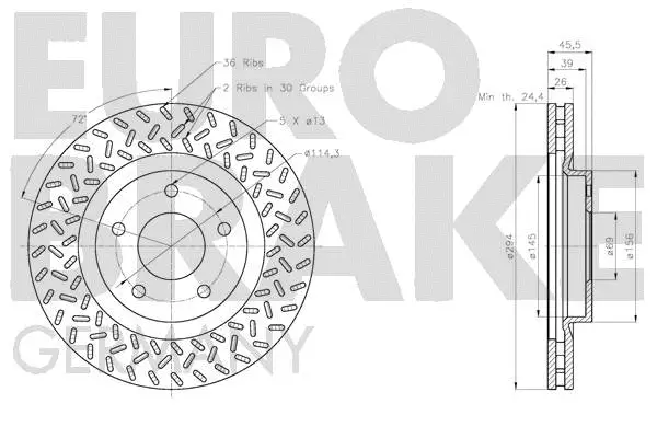5815209329 EUROBRAKE Тормозной диск (фото 3)