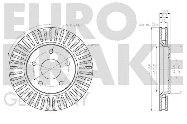 5815209333 EUROBRAKE Тормозной диск (фото 3)