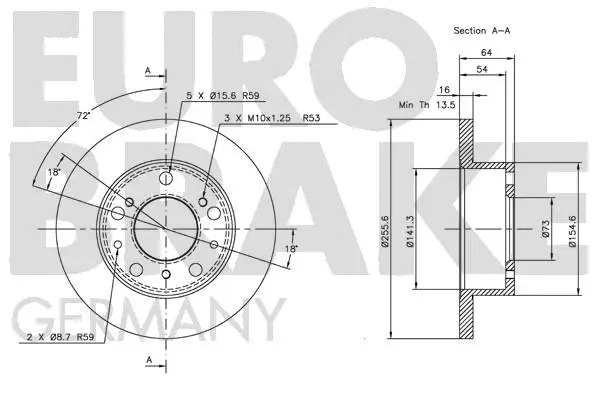 5815209908 EUROBRAKE Тормозной диск (фото 3)