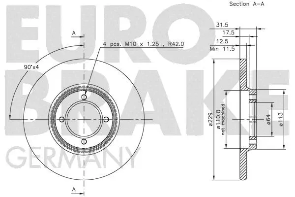 5815209909 EUROBRAKE Тормозной диск (фото 2)