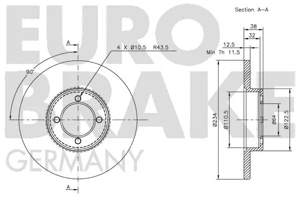 5815209912 EUROBRAKE Тормозной диск (фото 2)