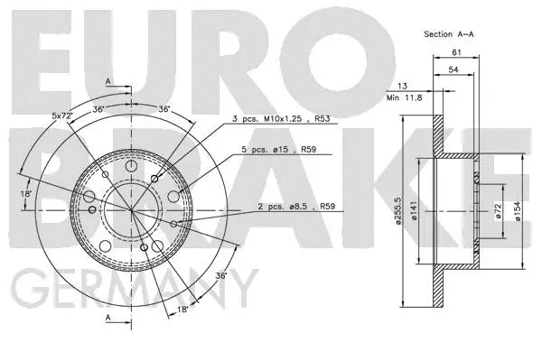 5815209913 EUROBRAKE Тормозной диск (фото 3)