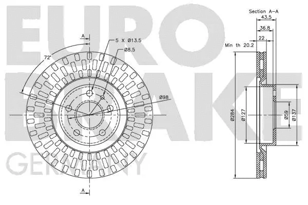 5815209925 EUROBRAKE Тормозной диск (фото 3)