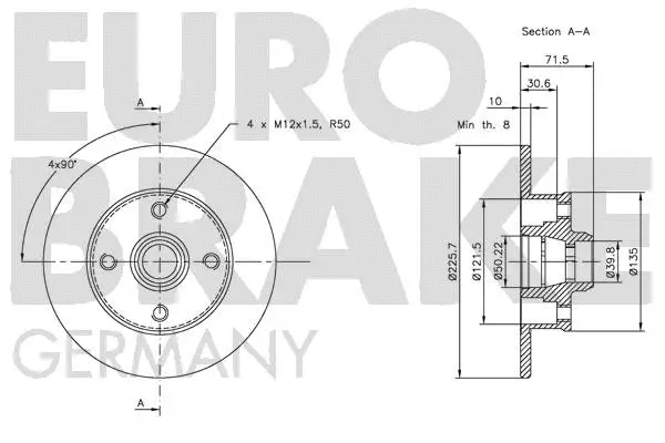 5815209935 EUROBRAKE Тормозной диск (фото 3)