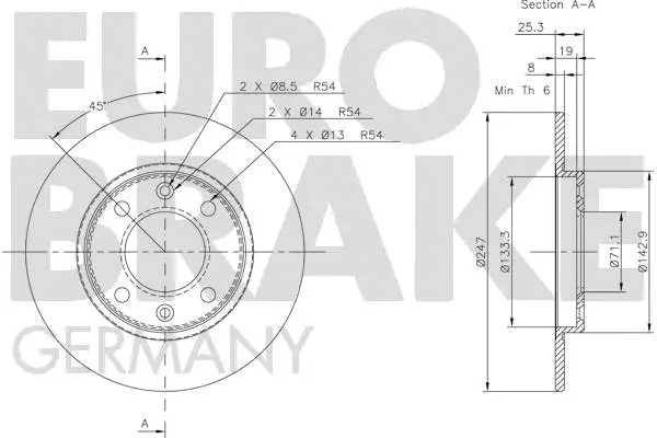 5815209947 EUROBRAKE Тормозной диск (фото 3)