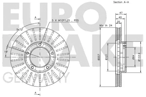 5815209949 EUROBRAKE Тормозной диск (фото 3)