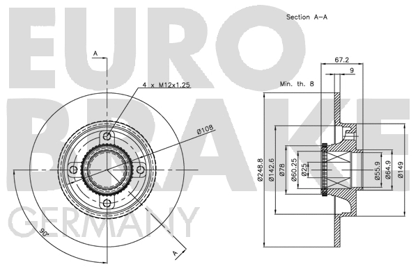 5815311947 EUROBRAKE Тормозной диск (фото 3)