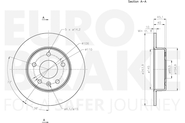 5815313674 EUROBRAKE Тормозной диск (фото 3)