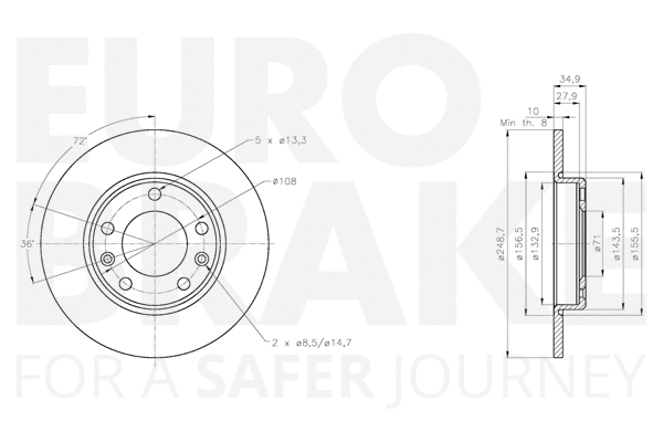 5815313748 EUROBRAKE Тормозной диск (фото 3)