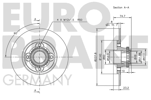 5815313944 EUROBRAKE Тормозной диск (фото 3)