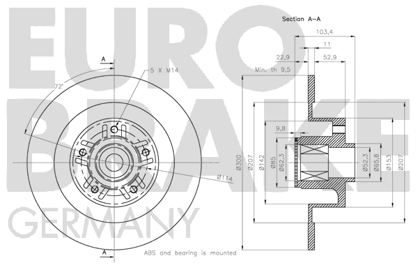 5815313988 EUROBRAKE Тормозной диск (фото 3)