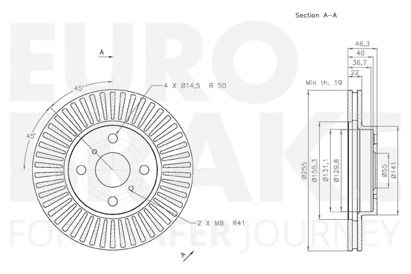 58153145107 EUROBRAKE Тормозной диск (фото 3)
