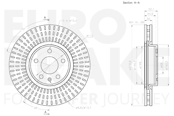 58153147153 EUROBRAKE Тормозной диск (фото 3)