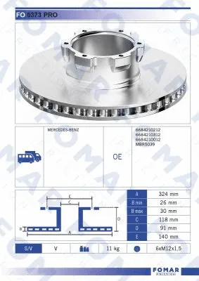 FO 0373 PRO FOMAR Friction Тормозной диск (фото 2)