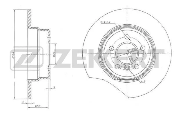 BS-5807 ZEKKERT Тормозной диск (фото 1)