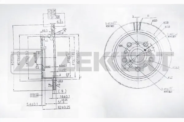 BS-6085 ZEKKERT Тормозной диск (фото 1)