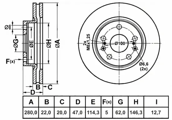 FR0827V FIT Тормозной диск (фото 1)