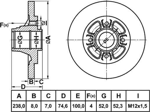 FR1003 FIT Тормозной диск (фото 1)