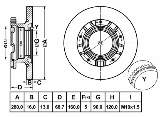 FR1092 FIT Тормозной диск (фото 1)