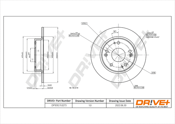 DP1010.11.0273 Dr!ve+ Тормозной диск (фото 1)