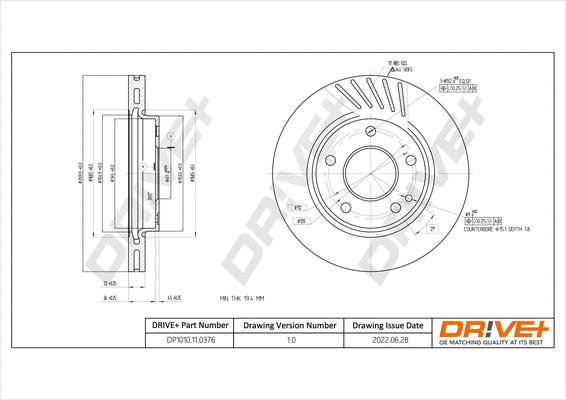 DP1010.11.0376 Dr!ve+ Тормозной диск (фото 1)