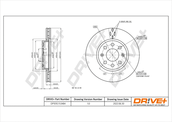 DP1010.11.0484 Dr!ve+ Тормозной диск (фото 1)