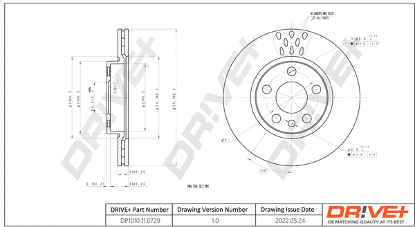 DP1010.11.0729 Dr!ve+ Тормозной диск (фото 1)
