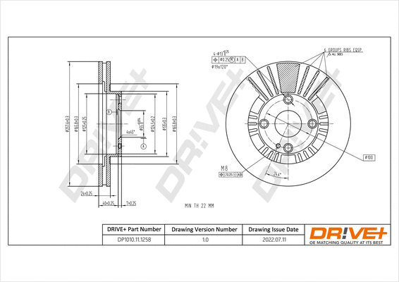 DP1010.11.1258 Dr!ve+ Тормозной диск (фото 1)