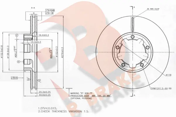 78RBD20025 R BRAKE Тормозной диск (фото 1)