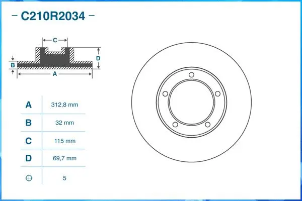 C210R2034 CWORKS Тормозной диск (фото 2)