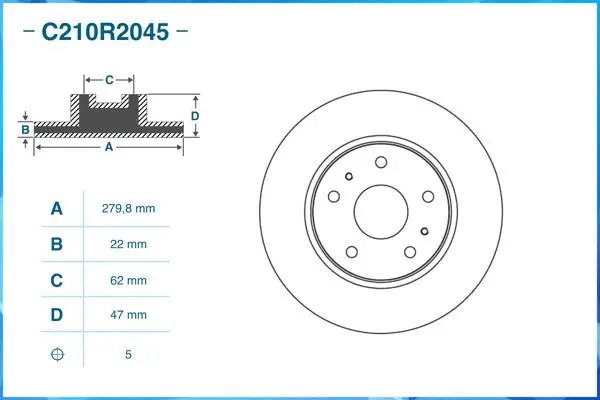C210R2045 CWORKS Тормозной диск (фото 2)