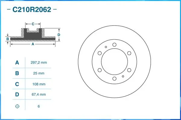 C210R2062 CWORKS Тормозной диск (фото 2)