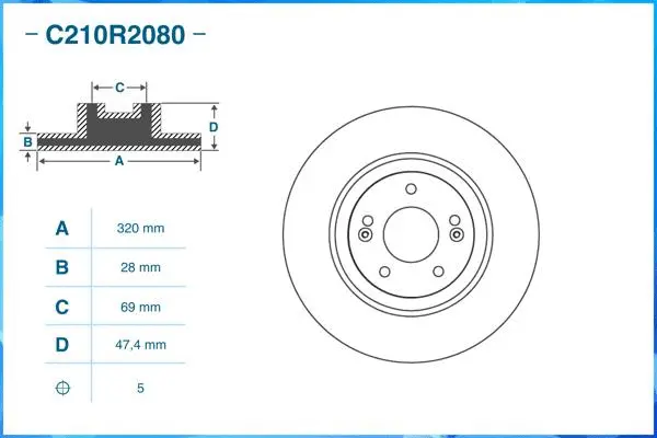 C210R2080 CWORKS Тормозной диск (фото 2)