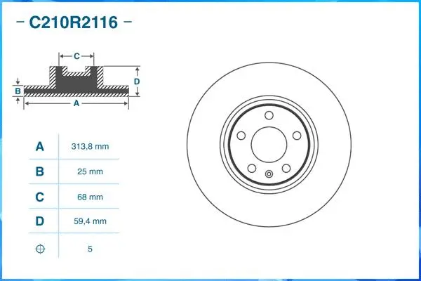 C210R2116 CWORKS Тормозной диск (фото 2)
