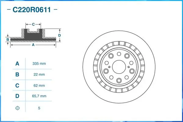 C220R0611 CWORKS Тормозной диск (фото 2)