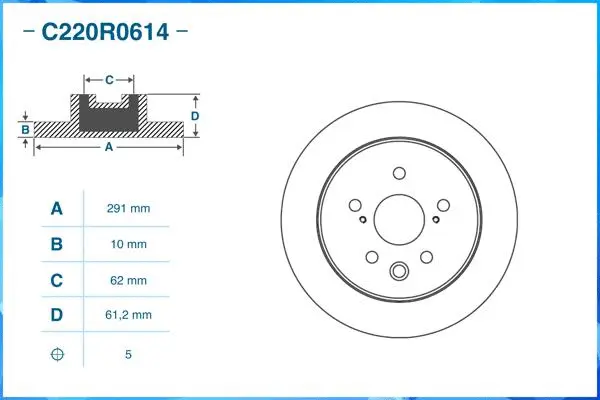 C220R0614 CWORKS Тормозной диск (фото 2)