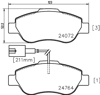 8DB 355 014-471 BEHR/HELLA/PAGID Комплект тормозных колодок, дисковый тормоз (фото 1)